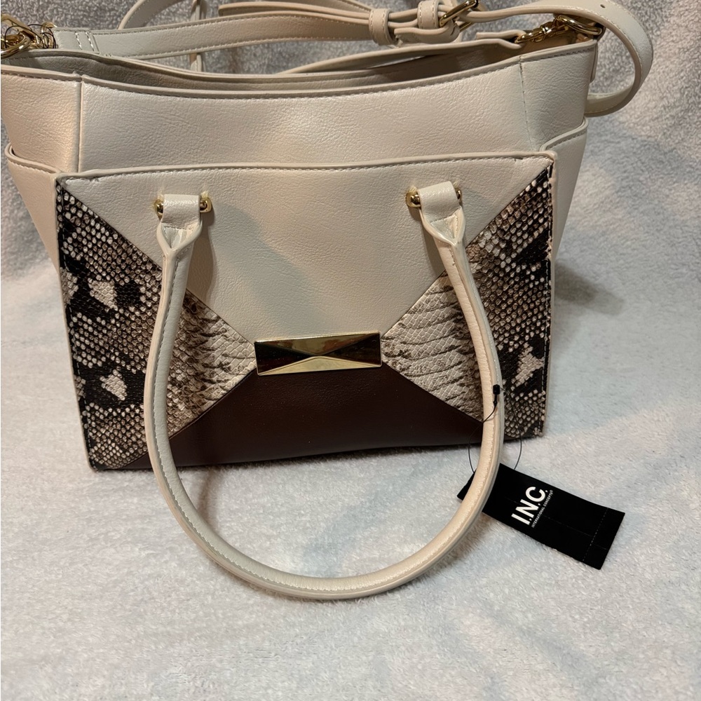 INC International Concepts Women's Cream and Brown Handbag